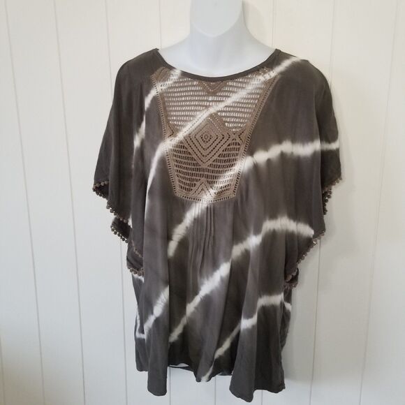 Knox Rose Boho Green Top Size Large - Picture 2 of 9